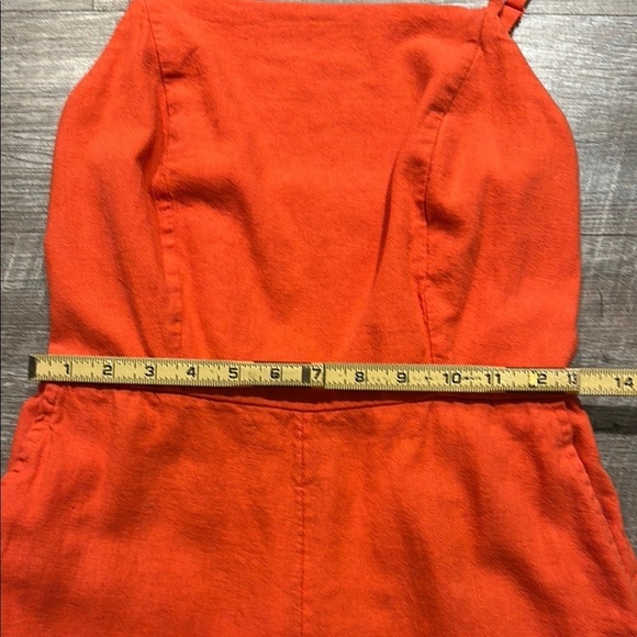 Old Navy dark salmon Orange Sleeveless linen jumpsuit with pockets size small - Picture 9 of 12